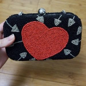 Beaded heart clutch/purse